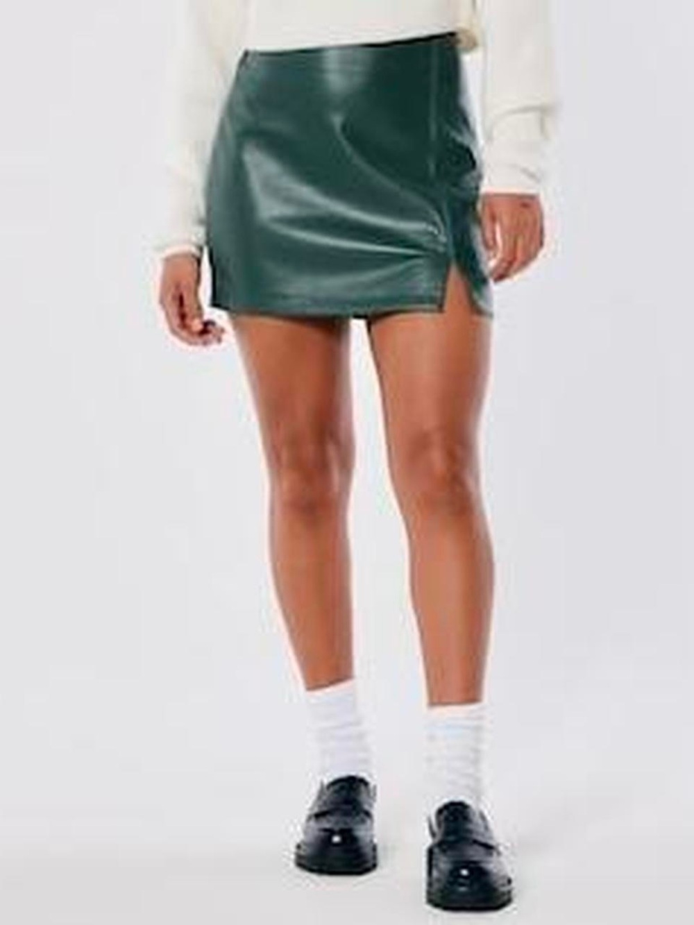 Hollister Dark Green Faux Leather Mini Skirt NWOT